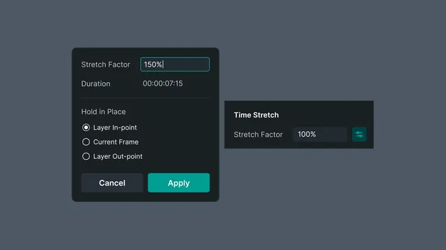 Time Stretch section and its settings dialog