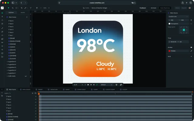 Weather widget animation open in Lottie Creator