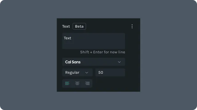 Text properties panel