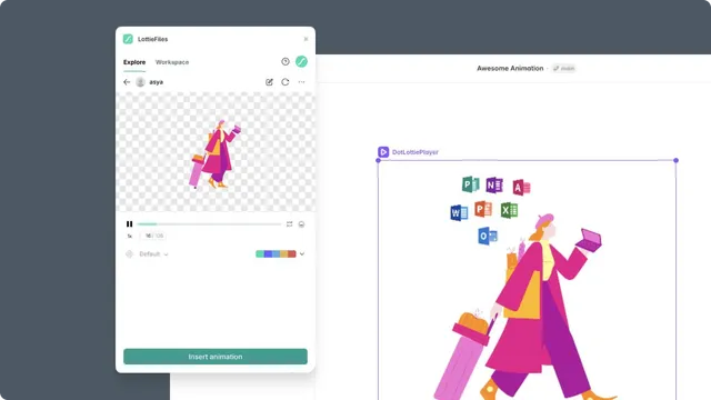 Animation preview and the inserted player in Framer