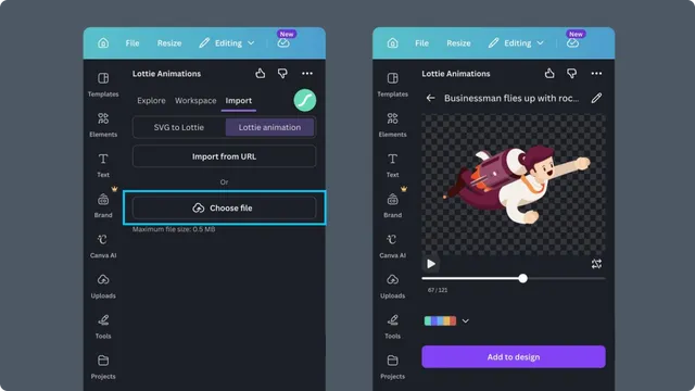 Importing an SVG animation in Canva