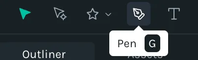 Pen tool in toolbar