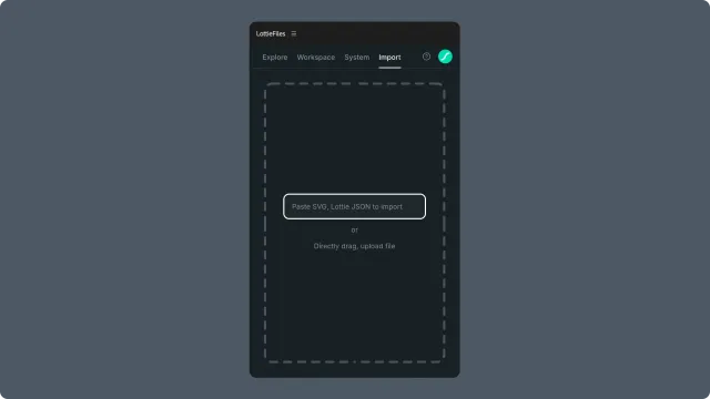 Empty Import dropzone in the LottieFiles After Effects plugin