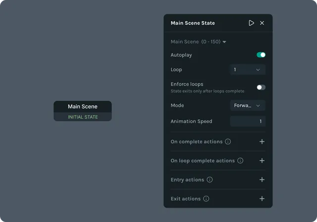 Main Scene state configuration panel