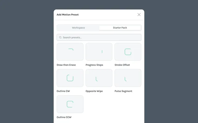 Motion System workflow motion presets