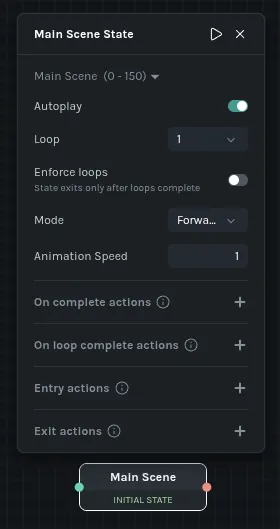 Main Scene state configuration panel