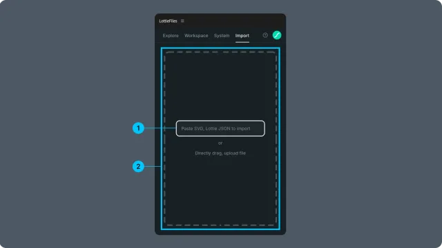 Empty Import dropzone in the LottieFiles After Effects plugin